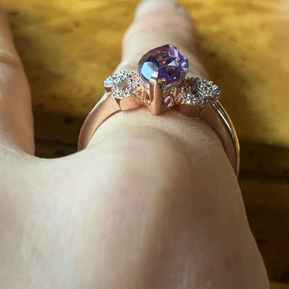 Natural Rose de France Amethyst Marquise Cut Sterling Silver Ring Size 10 - Picture 2 of 8